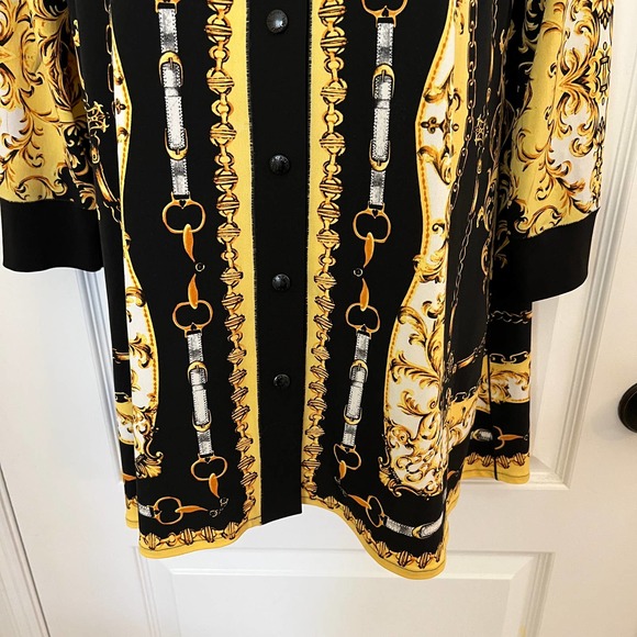 Eva Varro Handcrafted in USA Vintage Yellow Black Tunic Snap Closure M - Picture 3 of 6